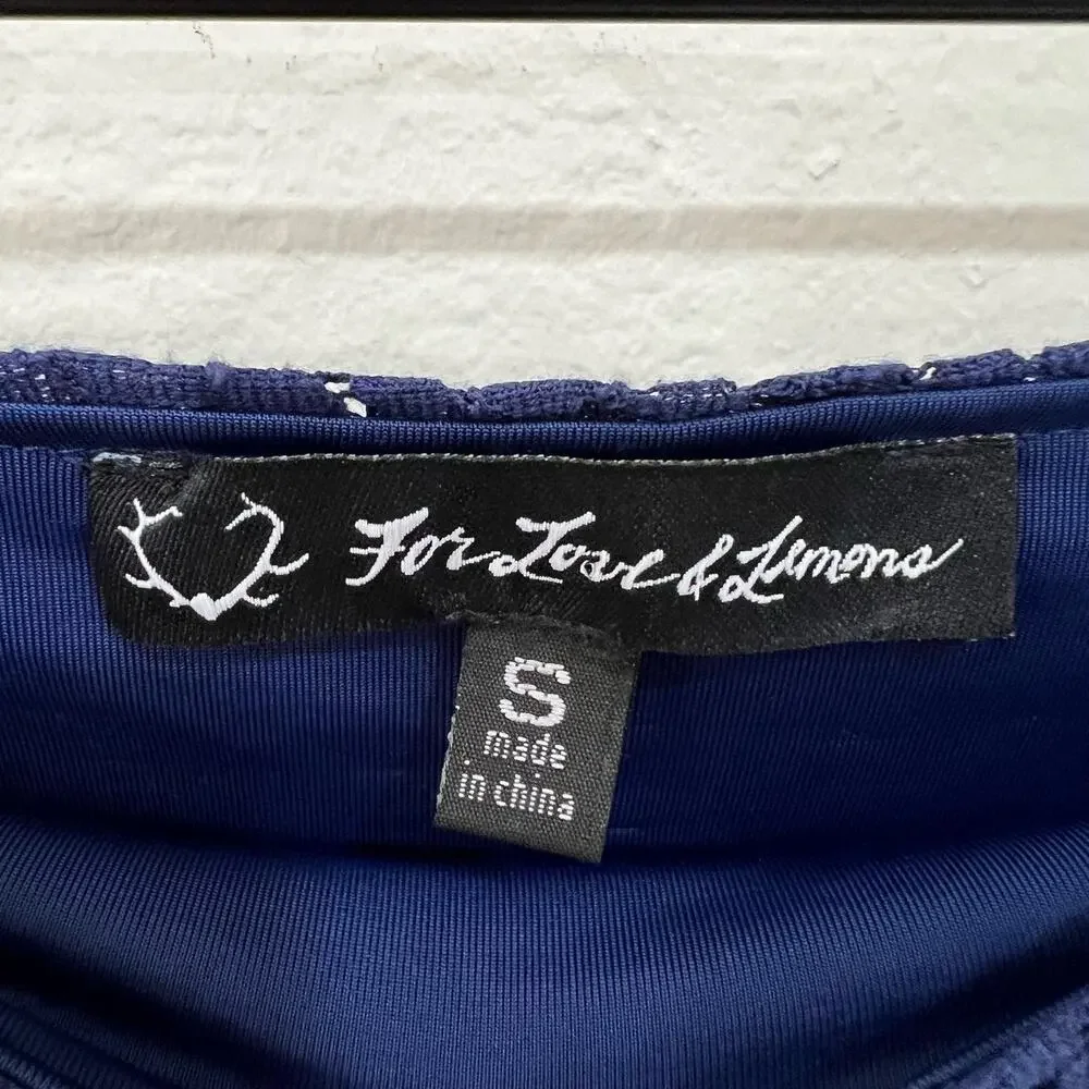 For Love and Lemons Midnight Blue Lace Mini Skirt Size Small
